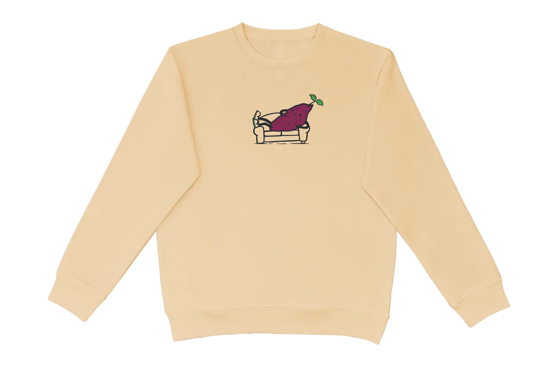Flat lay of the Couch Kūmaru crewneck – unisex, Māori-inspired cotton/polyester hoodie for everyday NZ wear.