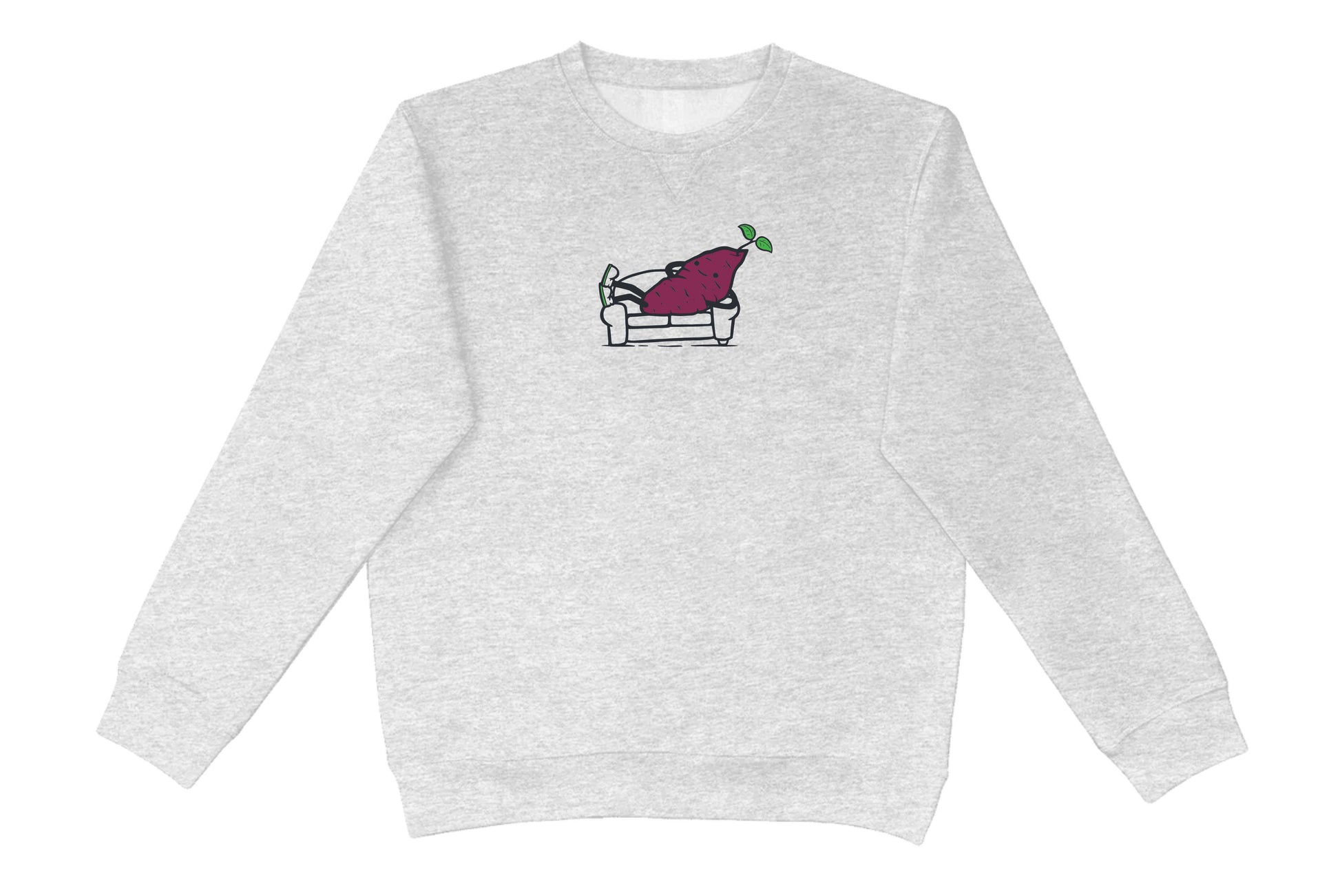 Flat lay of the Couch Kūmaru crewneck – unisex, Māori-inspired cotton/polyester hoodie for everyday NZ wear.