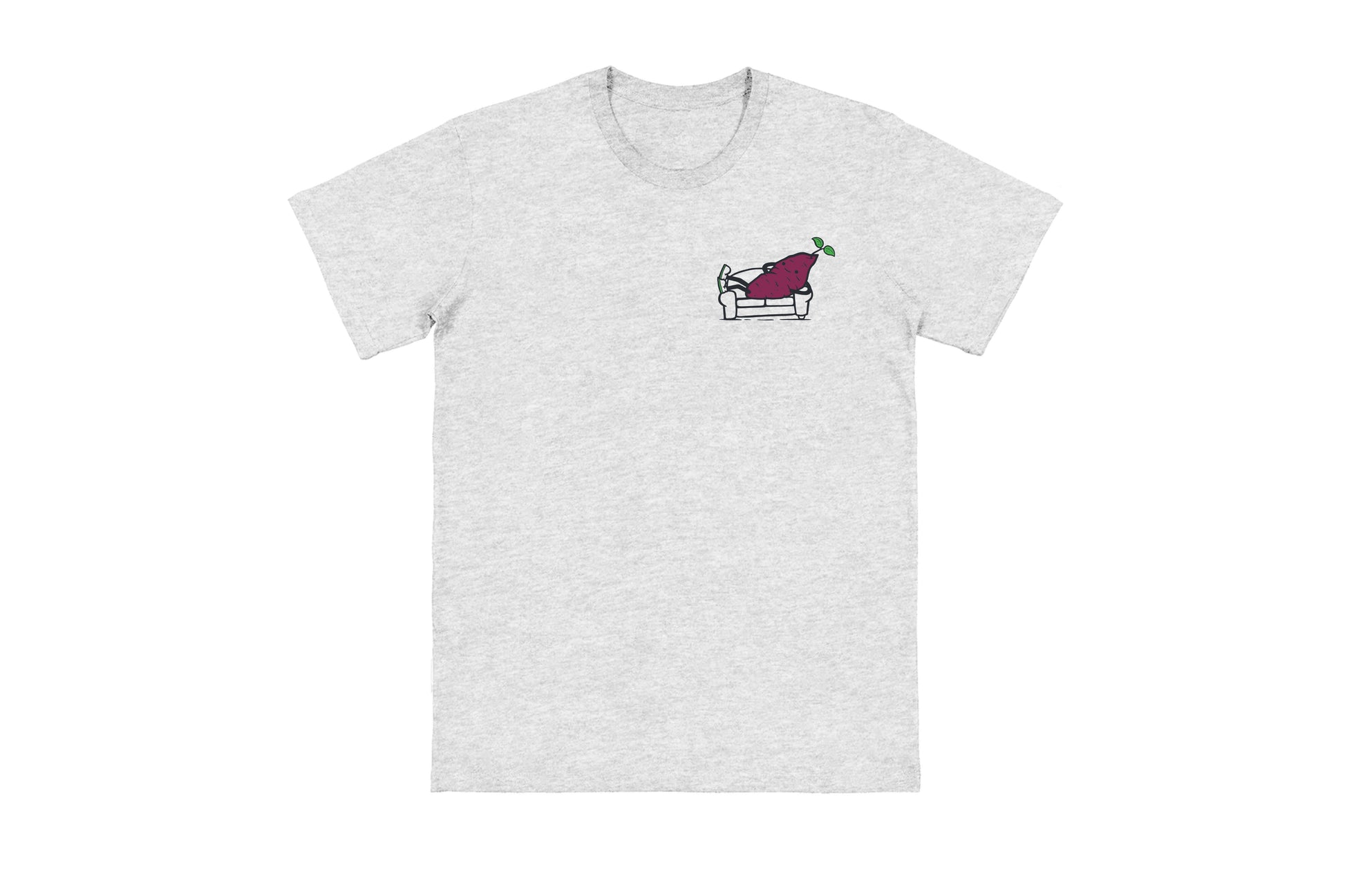 Flat lay of the Couch Kumara Tee – unisex, Māori-inspired cotton T-shirt for everyday NZ wear.