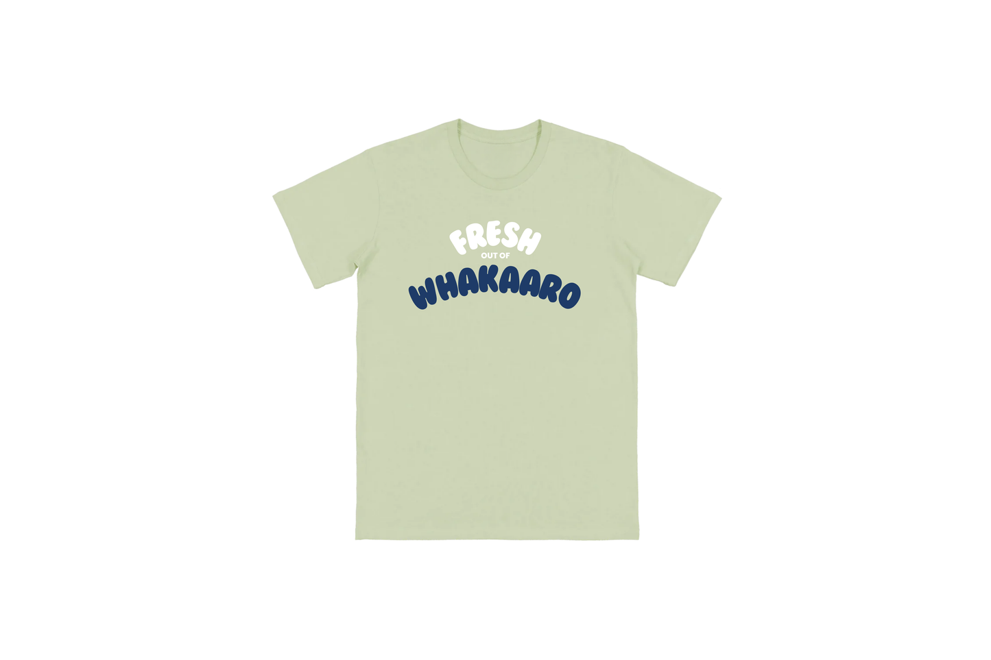Flat lay of the FRESH OUT OF WHAKAARO T-SHIRT – unisex, soft cotton T-shirt designed for everyday NZ comfort.