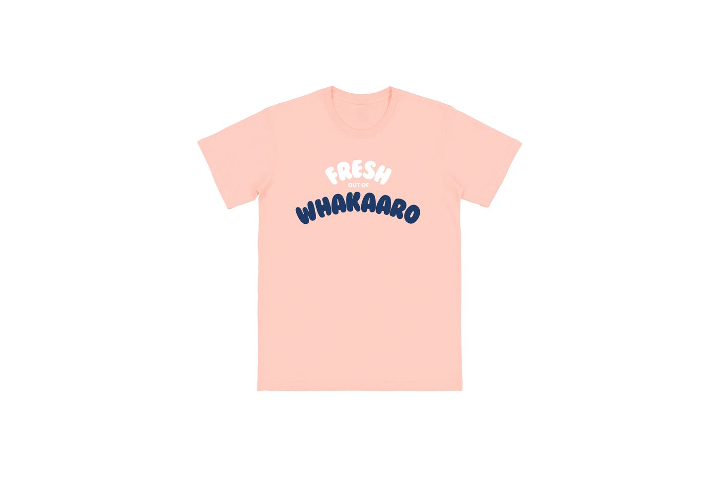Flat lay of the FRESH OUT OF WHAKAARO T-SHIRT – unisex, soft cotton T-shirt designed for everyday NZ comfort.