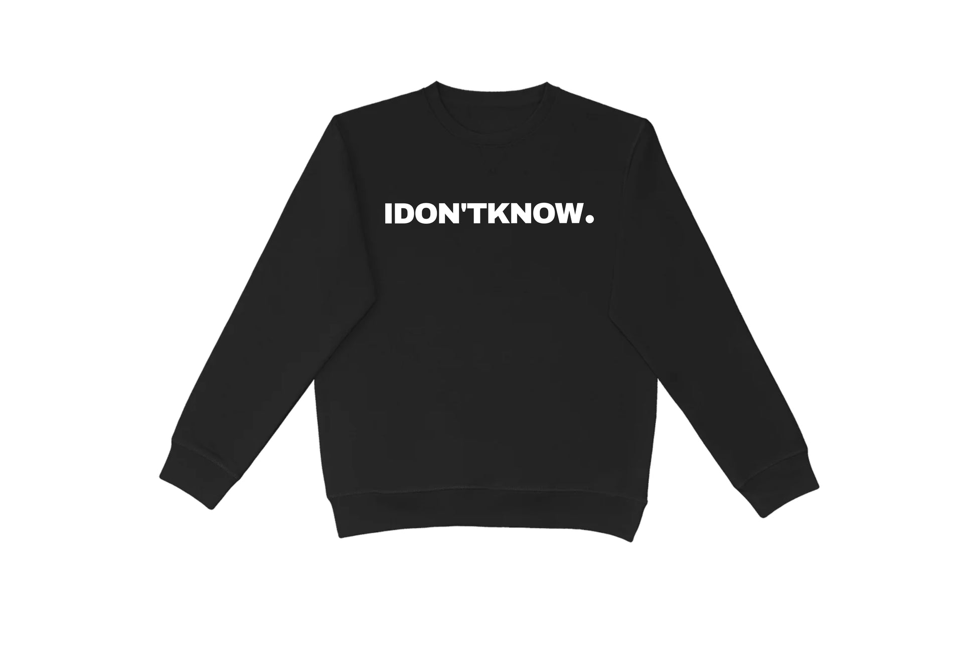 Flat lay of I DON'T KNOW crewneck – unisex, Māori-inspired cotton/polyester hoodie for everyday NZ wear.
