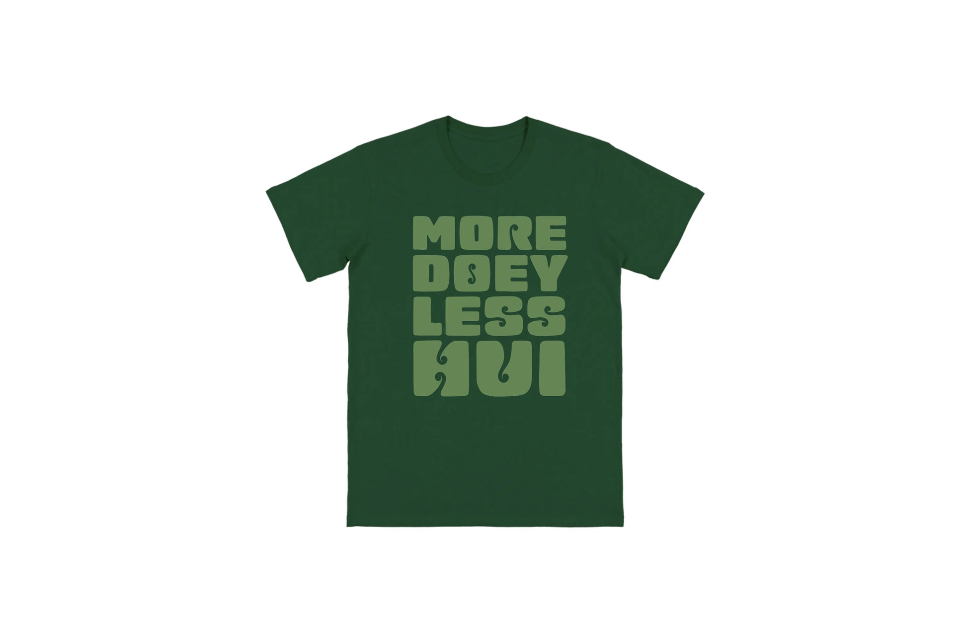 Flat lay of the More Doey Less Hui tee – unisex, Māori-inspired cotton/polyester hoodie for everyday NZ wear.