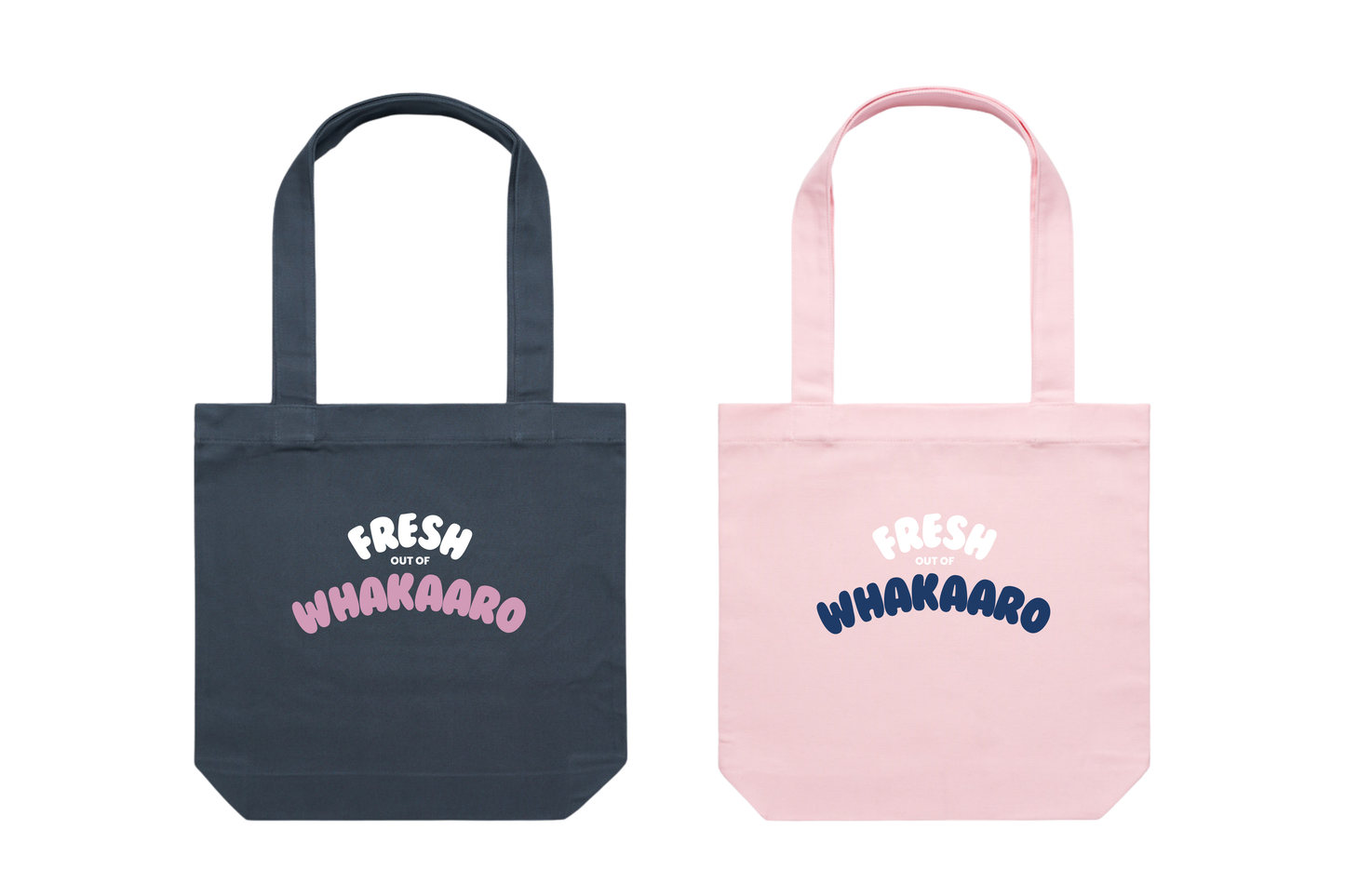Flat lay of the FRESH OUT OF WHAKAARO tote bag, part of our Māori clothing and accessories for women and men.