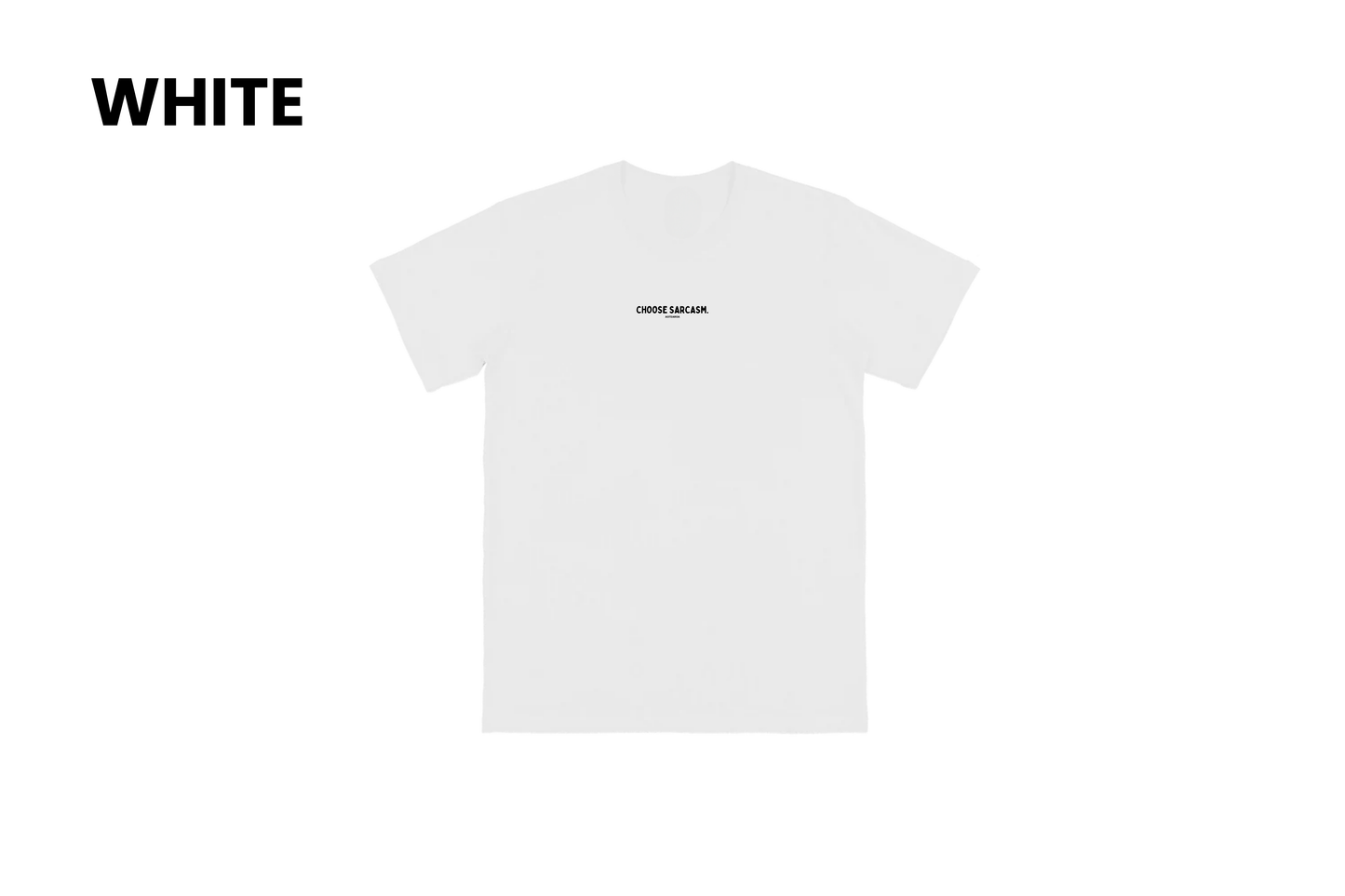 Flat lay of the HINT OF SARCASM T-shirt in white with black text, part of our Māori men's and women's clothing NZ collection.