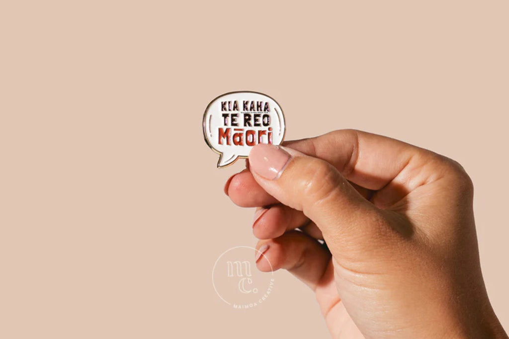 Kia Kaha Te Reo Māori enamel badge