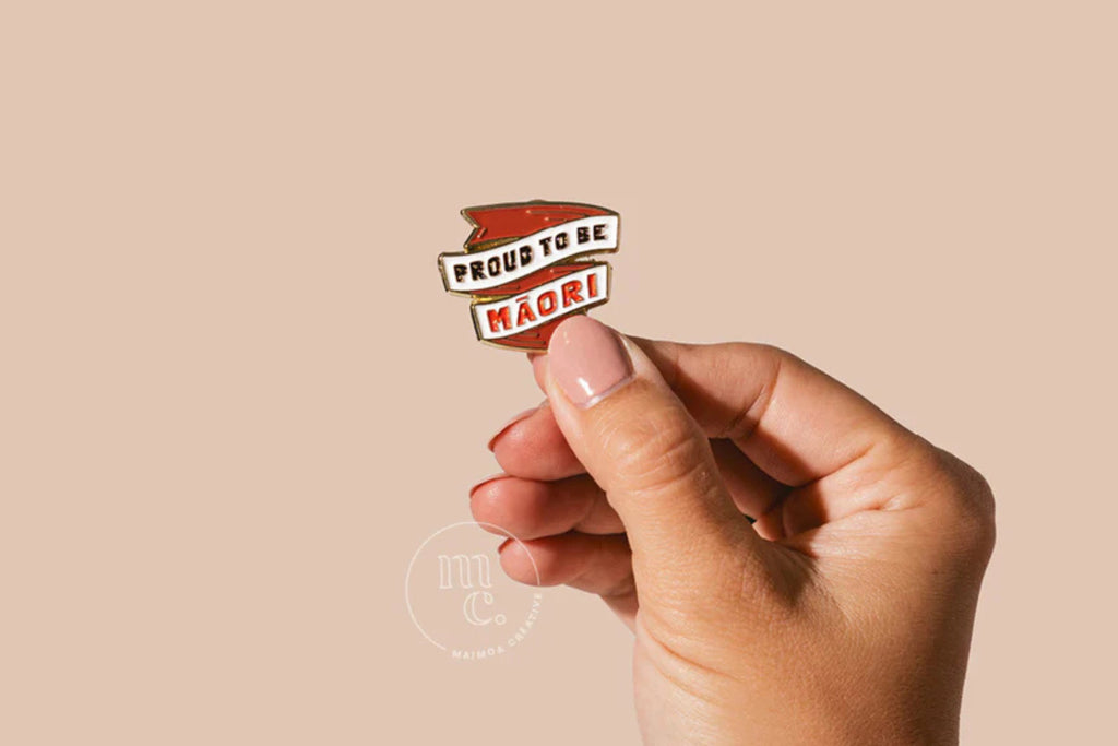 Proud to be Māori enamel badge