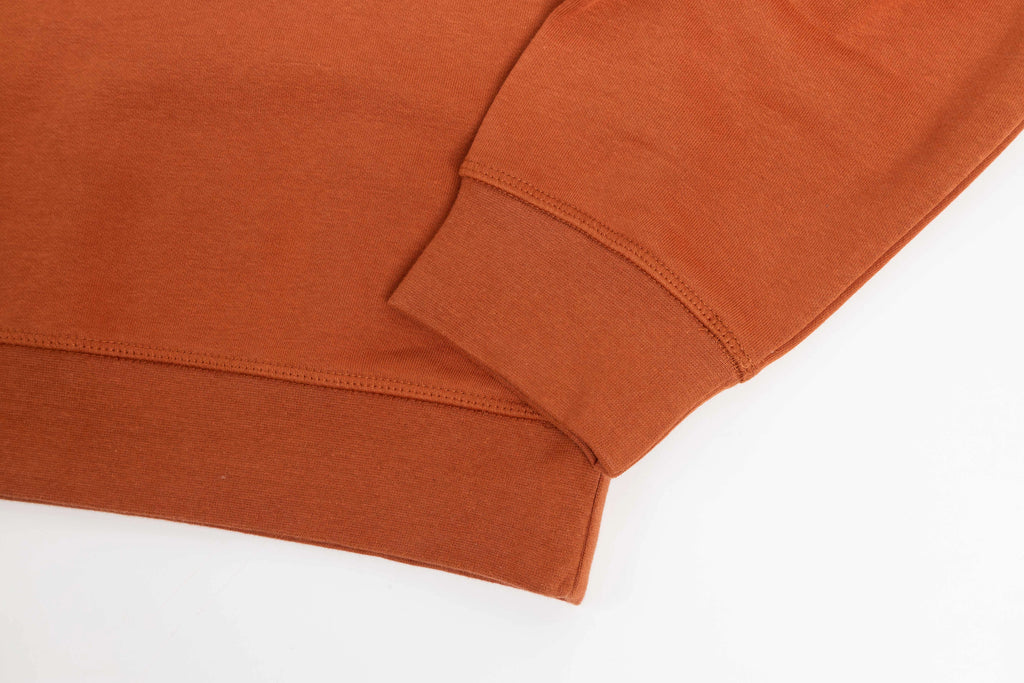 Close up of crewneck stitching on cuff
