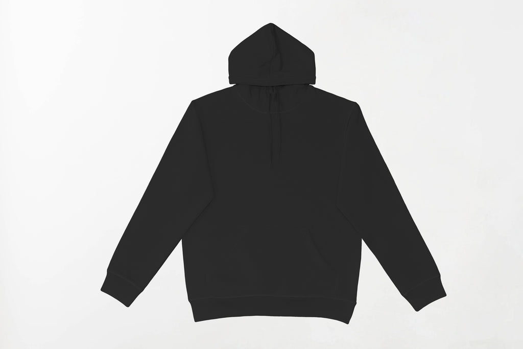 Flat lay of CHOOSE SARCASM's Blank Hoodie – unisex, Māori-inspired cotton/polyester hoodie for everyday NZ wear.