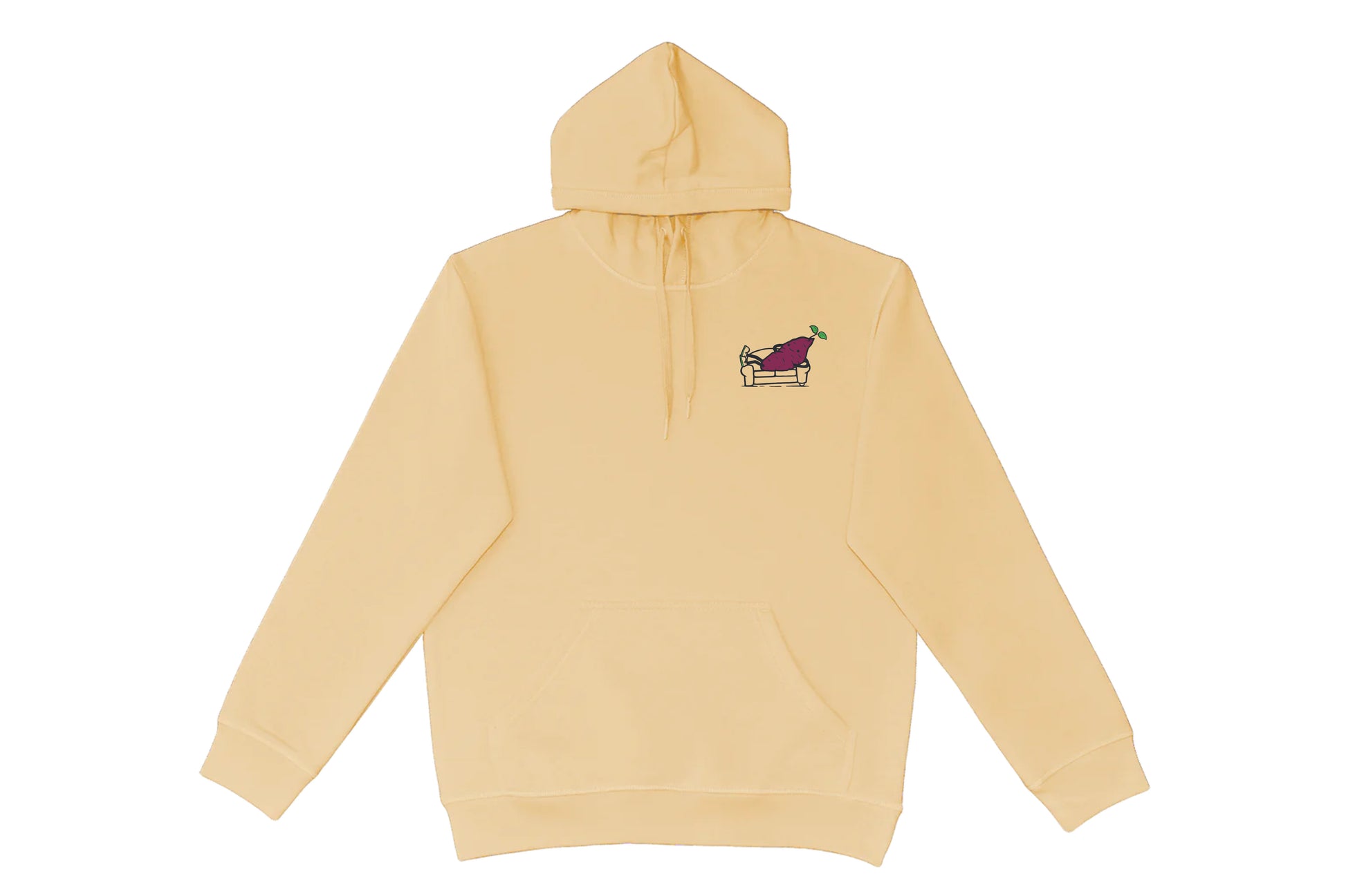 Flat lay of the Couch Kūmara Hoodie – unisex, Māori-inspired cotton/polyester hoodie for everyday NZ wear.