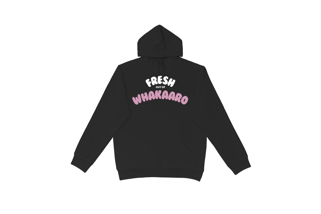 Flat lay of the Fresh out of Whakaaro Hoodie – unisex, Māori-inspired cotton/polyester hoodie for everyday NZ wear.