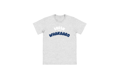 Flat lay of the FRESH OUT OF WHAKAARO T-SHIRT – unisex, soft cotton T-shirt designed for everyday NZ comfort.