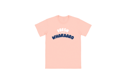 Flat lay of the FRESH OUT OF WHAKAARO T-SHIRT – unisex, soft cotton T-shirt designed for everyday NZ comfort.