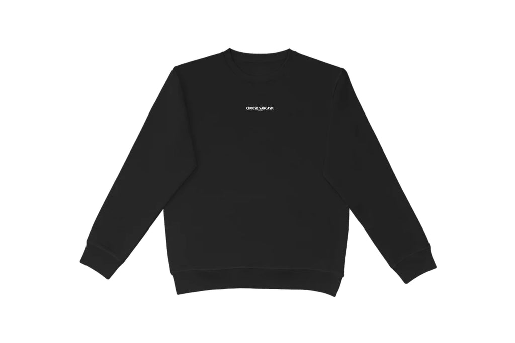 Flay lay of the Hint of Sarcasm crewneck – unisex, Māori-inspired cotton/polyester hoodie for everyday NZ wear.