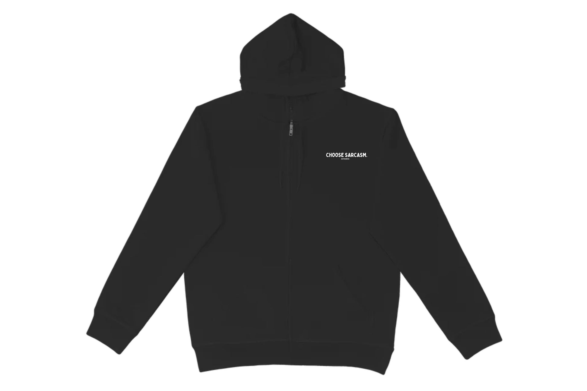HINT OF SARCASM ZIP HOODIE.
