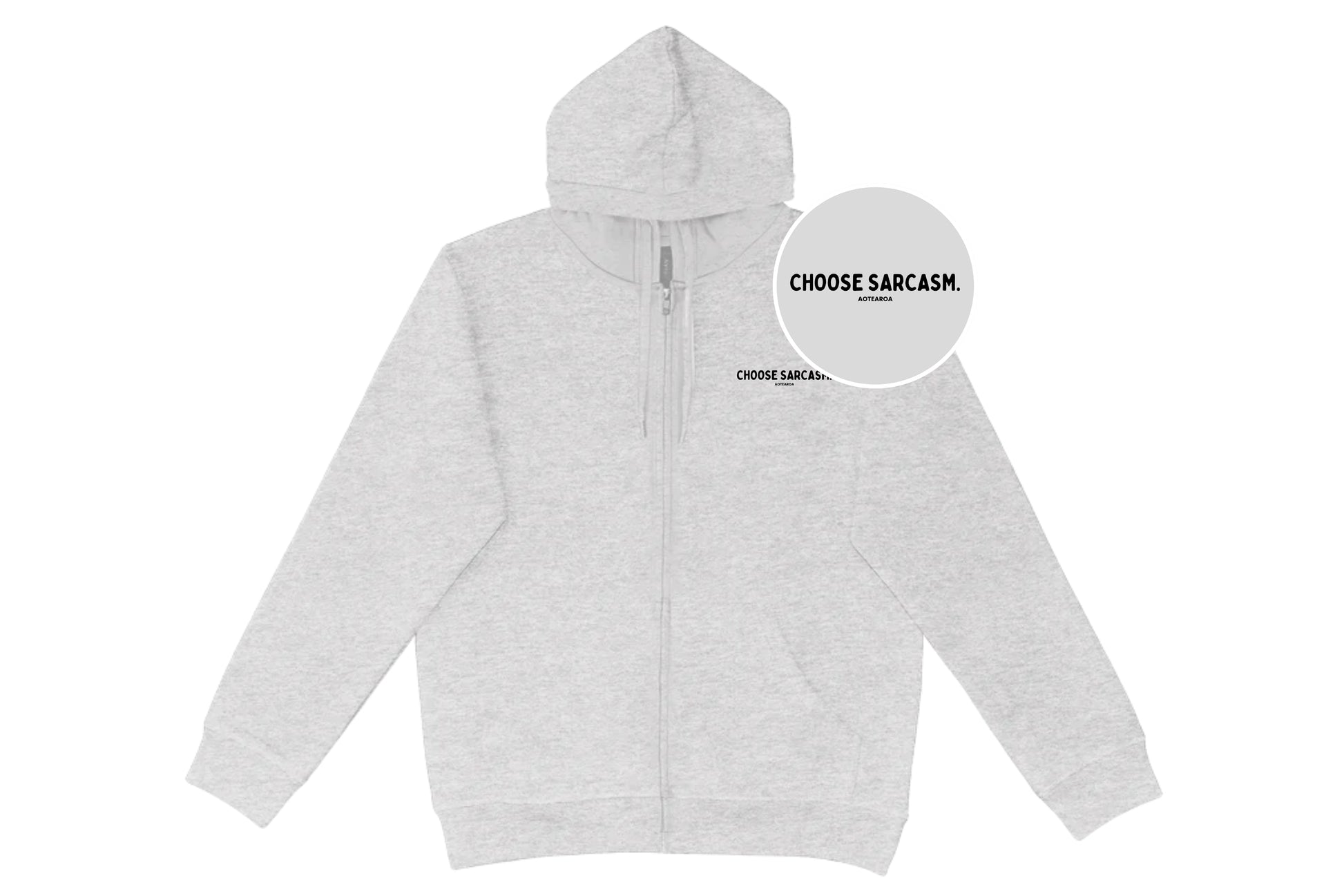 HINT OF SARCASM ZIP HOODIE.