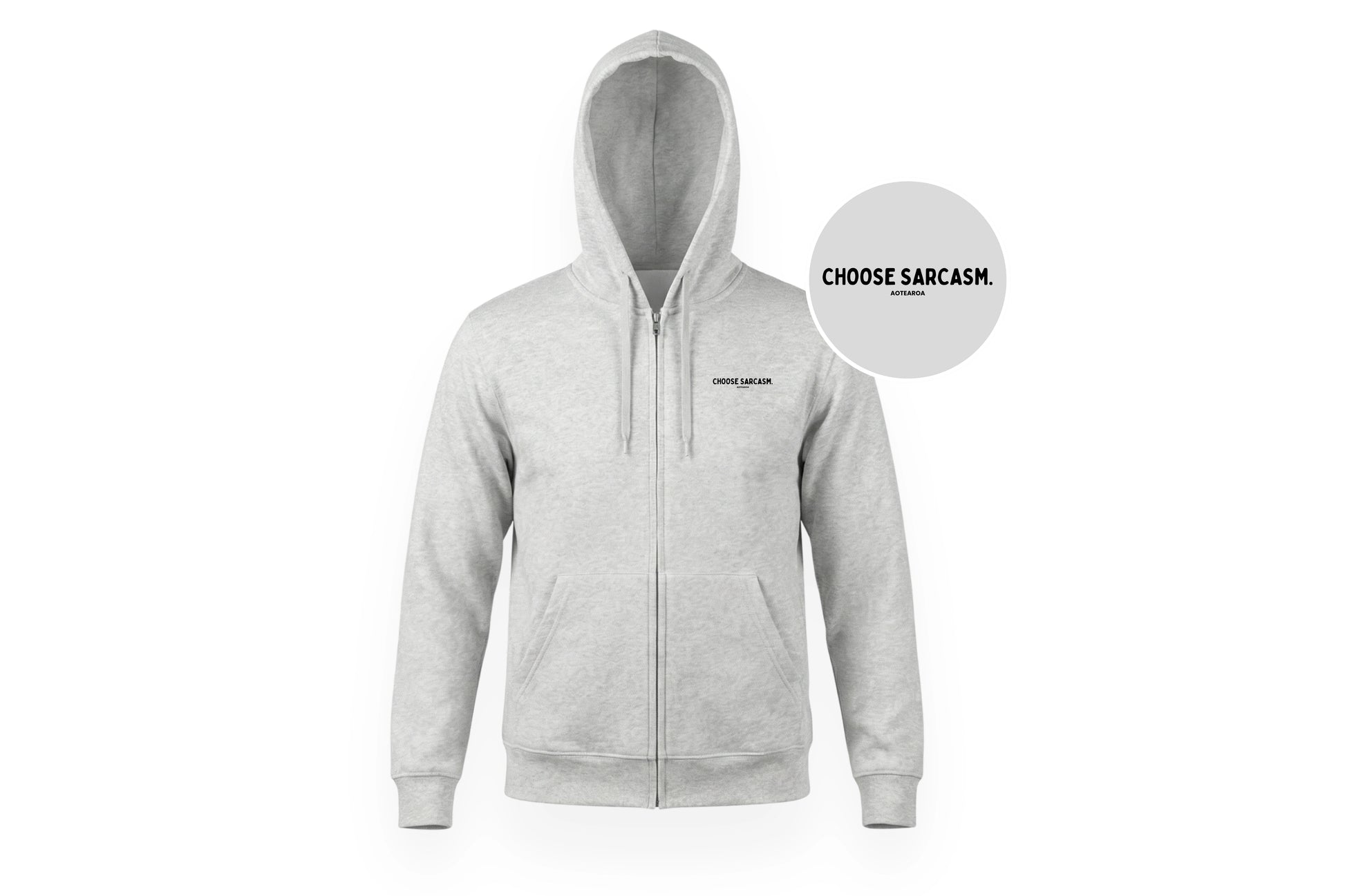 HINT OF SARCASM ZIP HOODIE.