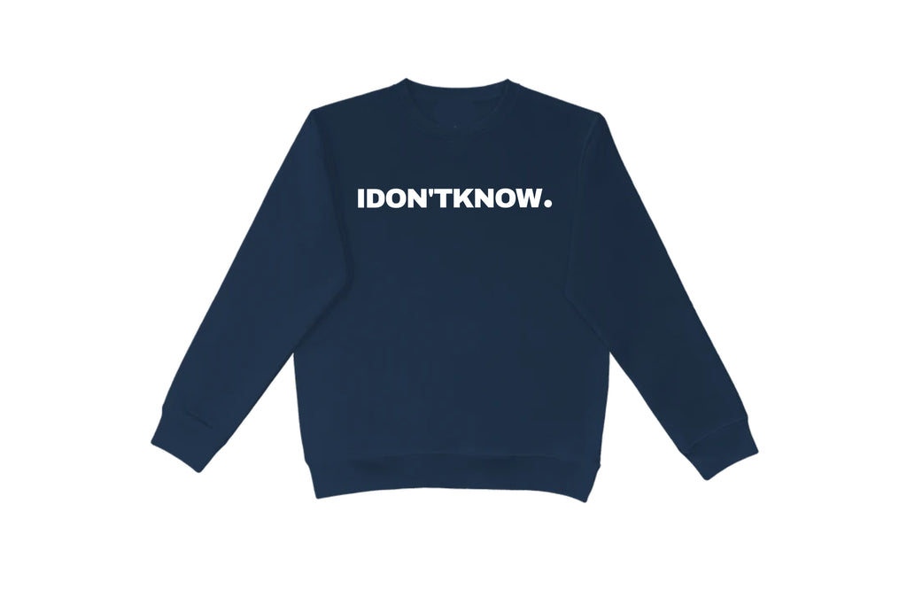Flat lay of I DON'T KNOW crewneck – unisex, Māori-inspired cotton/polyester hoodie for everyday NZ wear.