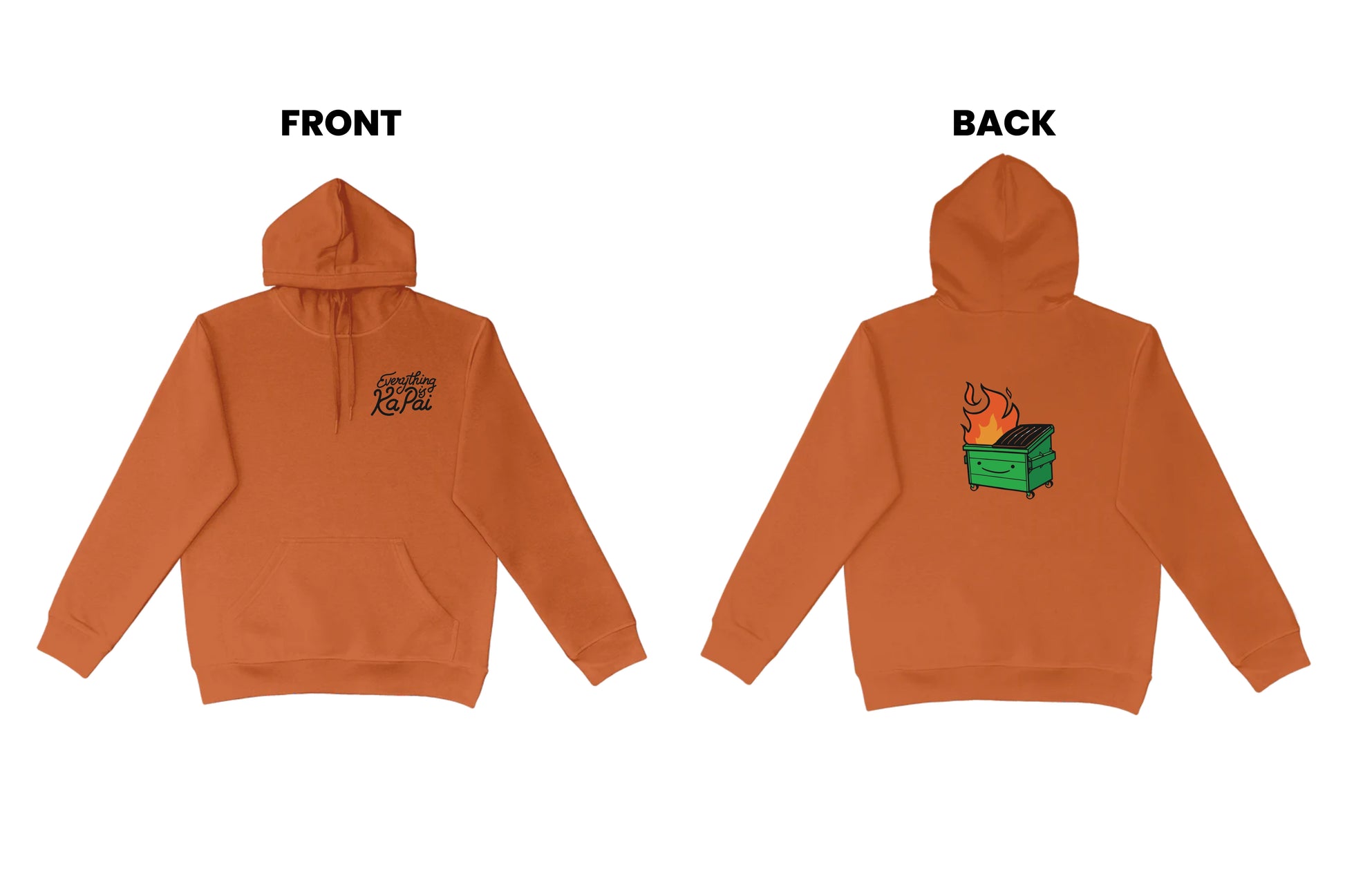 Flat lay of the Everything is Ka Pai Hoodie – unisex, Māori-inspired cotton/polyester hoodie for everyday NZ wear.