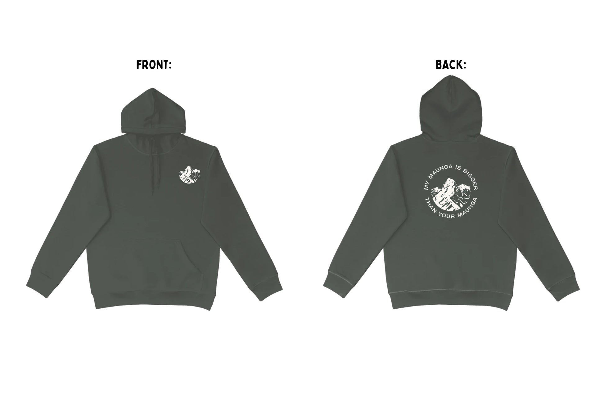 Flat lay of the Maunga Hoodie – unisex, Māori-inspired cotton/polyester hoodie for everyday NZ wear.
