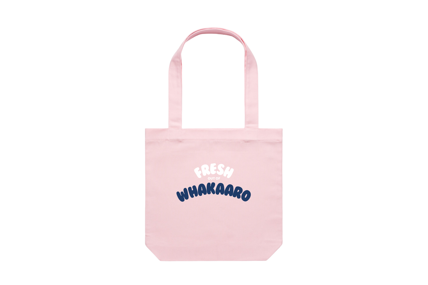 Flat lay of the FRESH OUT OF WHAKAARO tote bag, part of our Māori clothing and accessories for women and men.