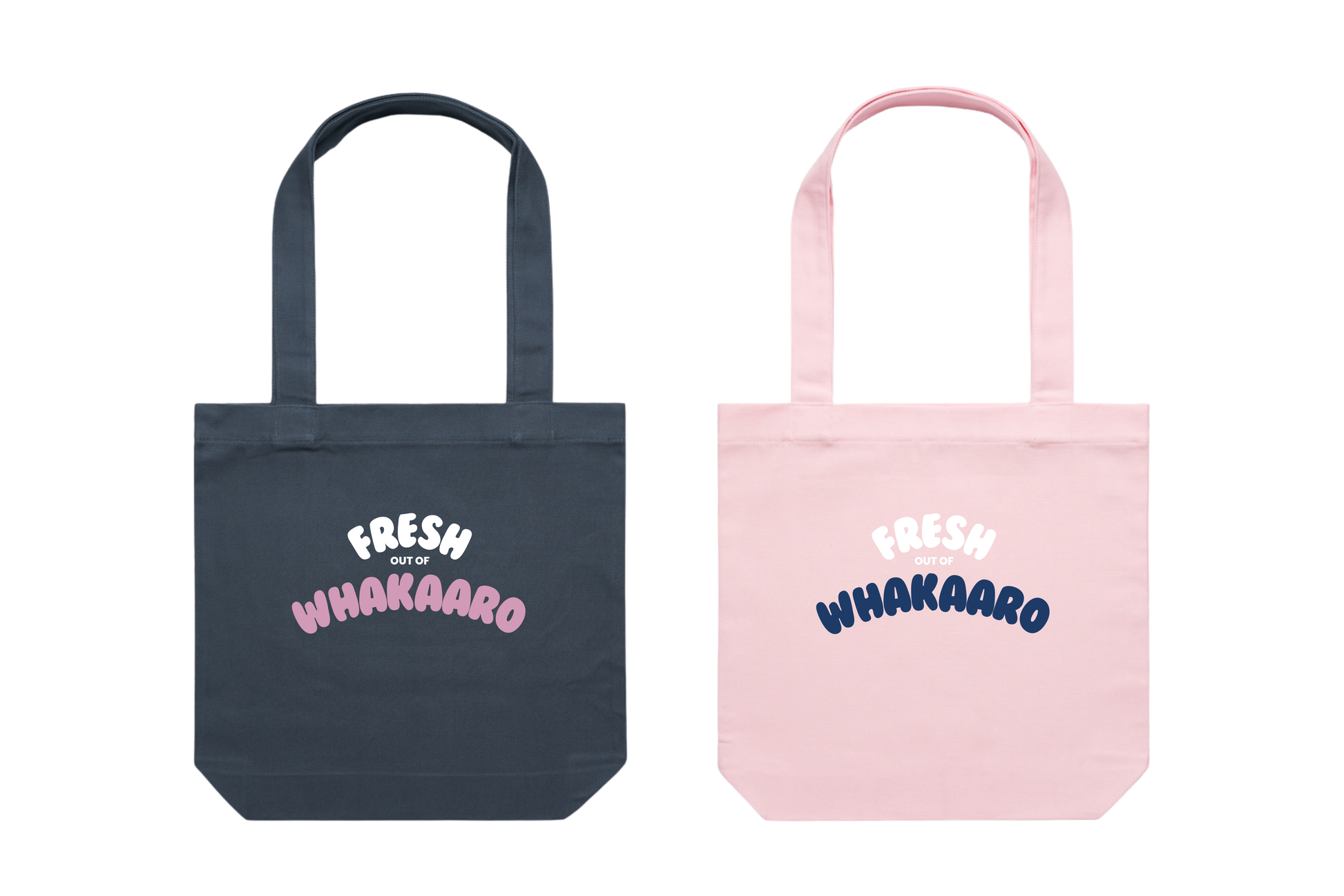 Flat lay of the FRESH OUT OF WHAKAARO tote bag, part of our Māori clothing and accessories for women and men.