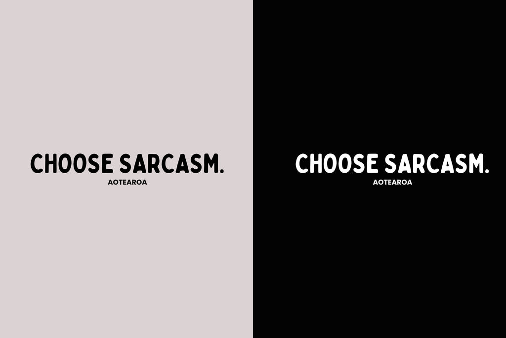 Hint of Sarcasm design – unisex, Māori-inspired cotton T-shirt for everyday NZ wear.