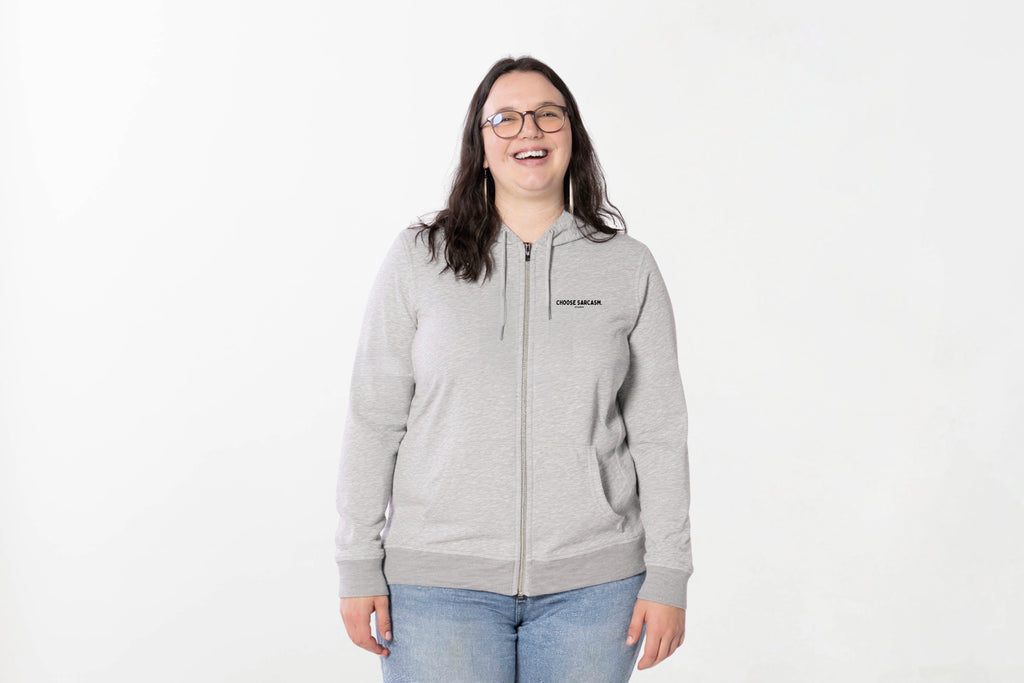 HINT OF SARCASM ZIP HOODIE.