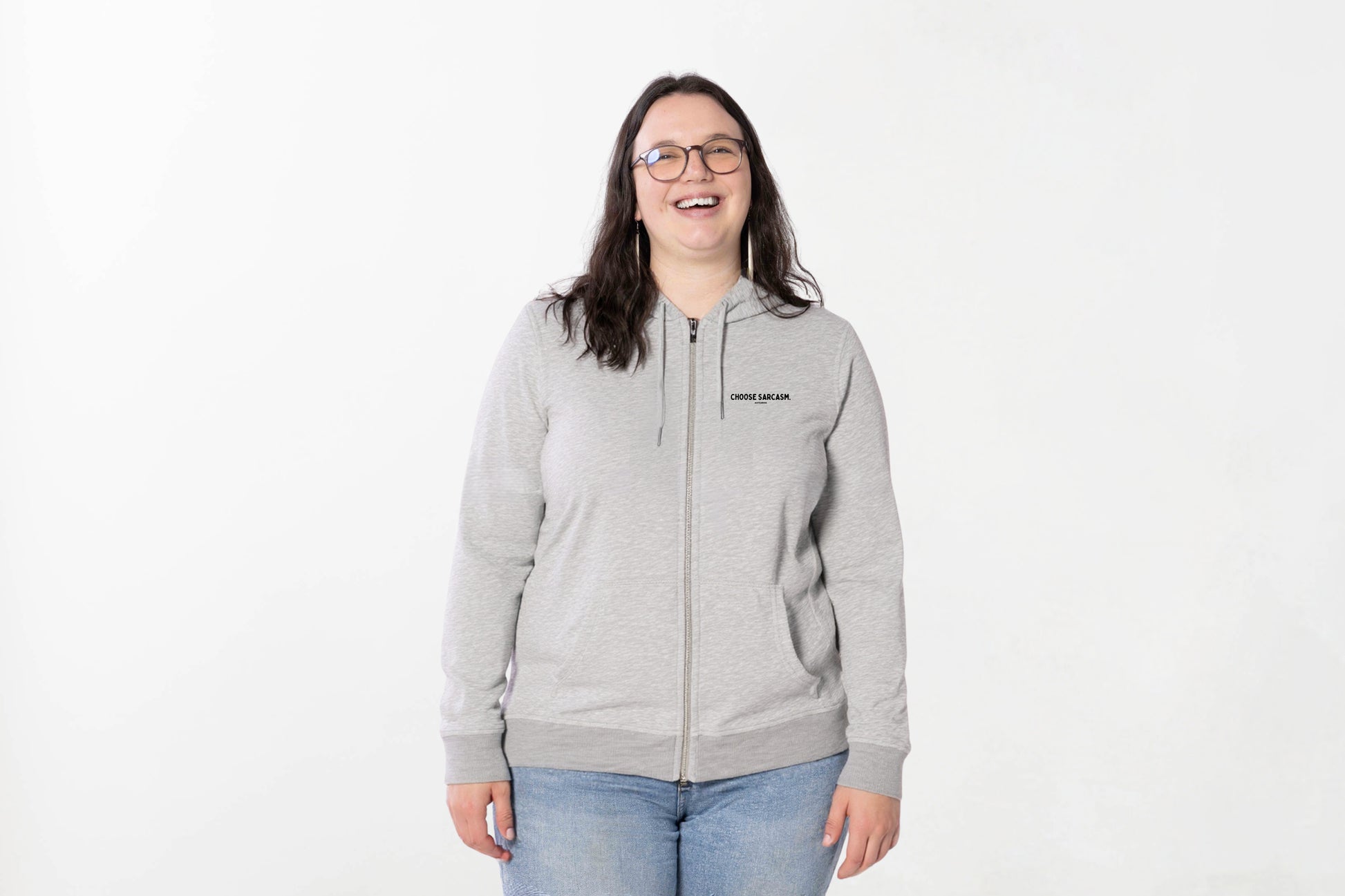 HINT OF SARCASM ZIP HOODIE.