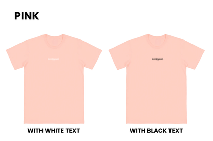 Flat lay of the HINT OF SARCASM T-shirt in pink with two options, one with black text and one with white text, part of our Māori men's and women's clothing NZ collection.
