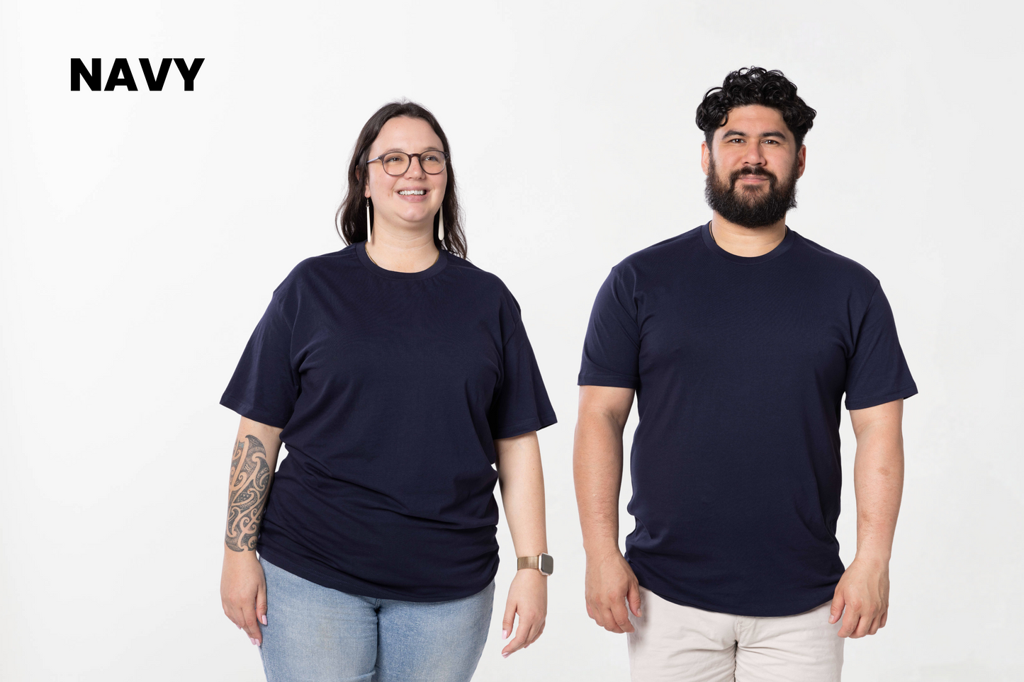 Model wearing the Subtly Sarcastic Tee – a unisex, breathable cotton tee part of the Māori clothing collection from CHOOSE SARCASM.
